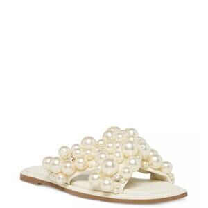 Steve Madden NWOB Duri Pearl Rhinestone Embellished Wedding Bridal Sandals 8.5